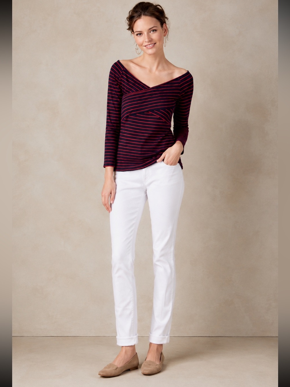 Anthropologie Marin Off the Shoulder Striped Top
